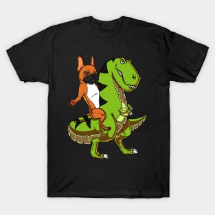 French Bulldog Riding T-Rex Dinosaur T-Shirt